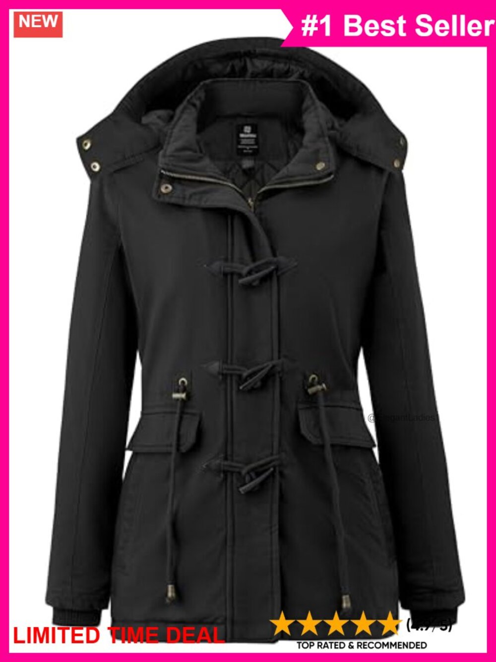 Women's Twill Cotton Hooded Parka Anorak Winter Coat